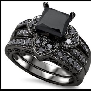 Black CZ Heart Ring w/Band Size 6, 7, and 9. NWT